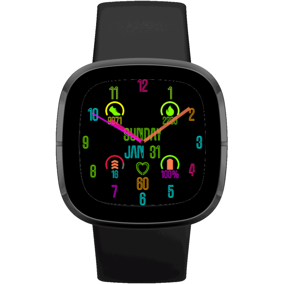 Neon Flash Animated Colorful Watch Face